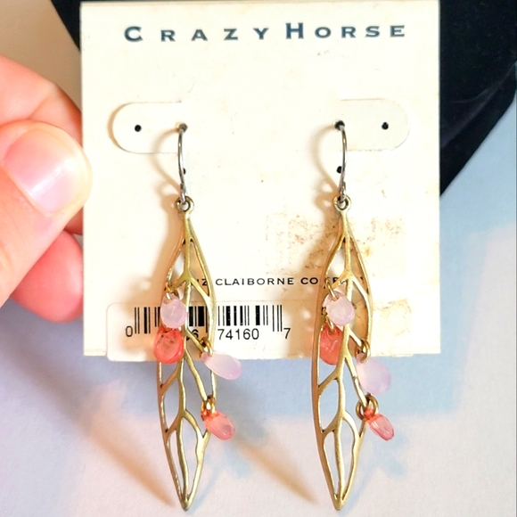 🌟Liz Claiborne Gold Earrings with Pink Accents Fashion Fun Summer - Picture 1 of 3